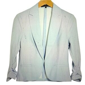 Amanda + Chelsea Mini Blue Pinstripe 3/4 Scrunch Sleeve Jacket Size 3X